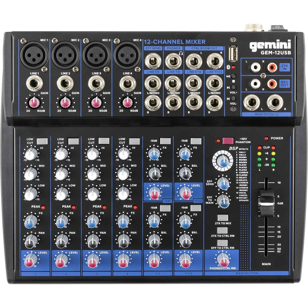 GEM-12USB Gemini Compact 12 Channel Bluetooth Mixer
