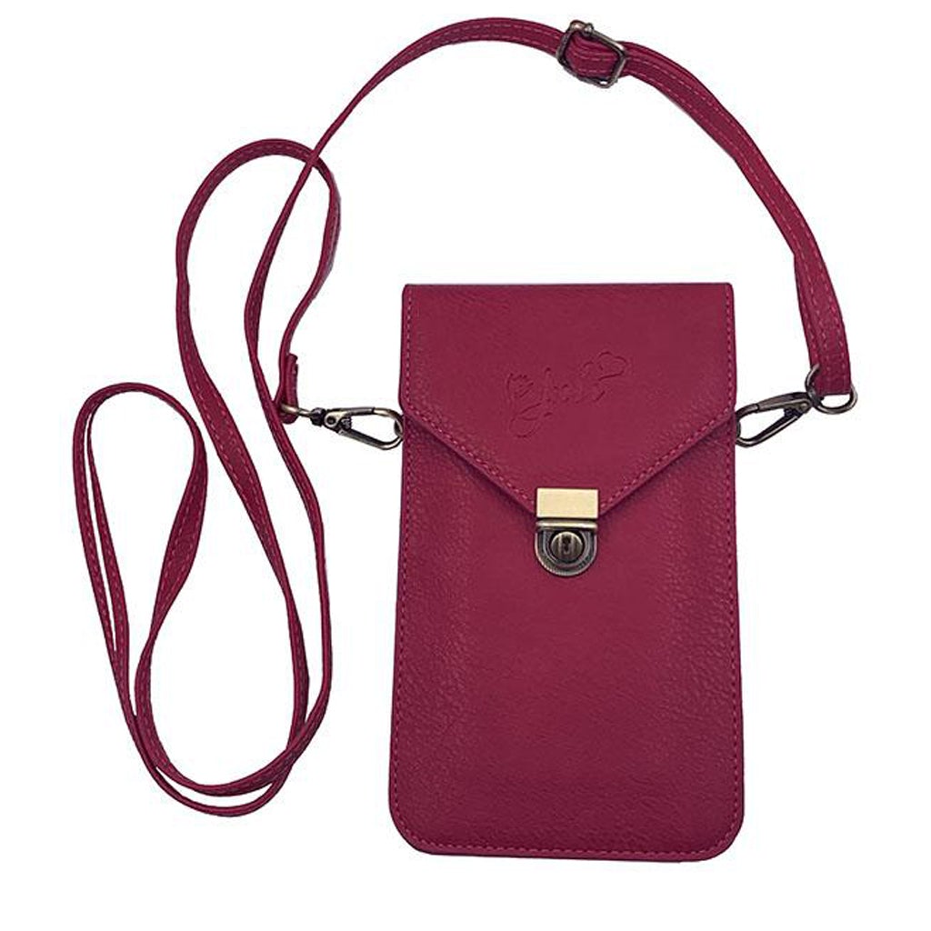 JPW1-FU Juli Cross Body Phone Case- Clutch - Fuchsia Animal Free Leather