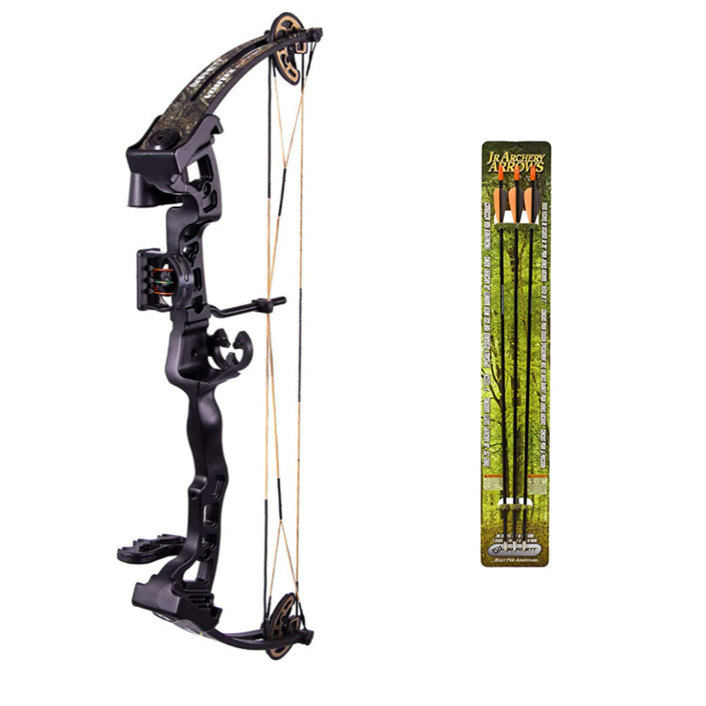 BAR1109MO+19007 BARNETT Vortex Lite Compound Junior Bow Package with Three 28" Fiberglass Arrows and Quiver