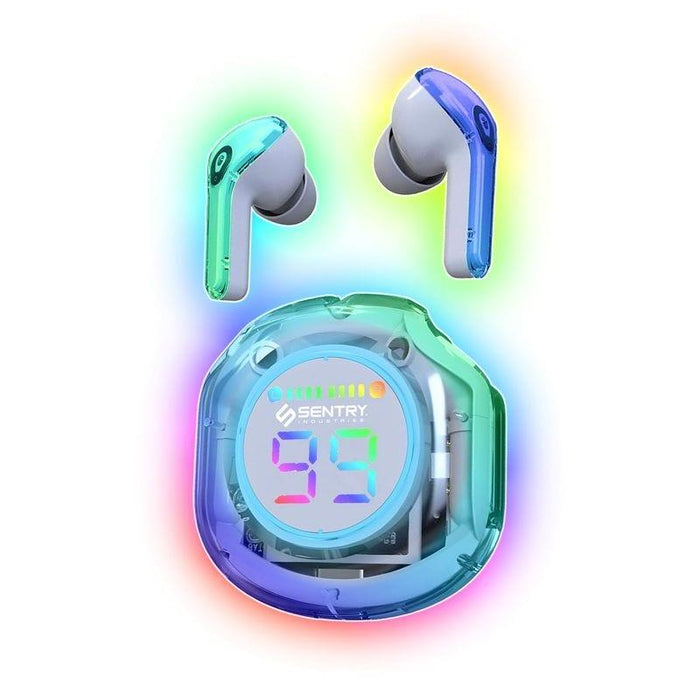 BT969CR Sentry Bluetooth Light-Up RGB TWS Earbuds and Display Case