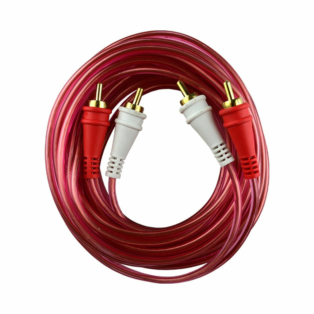 Audiopipe Clear 15 Ft Oxygen Free RCA Audio Cable 2 Channel 24Kt Connectors