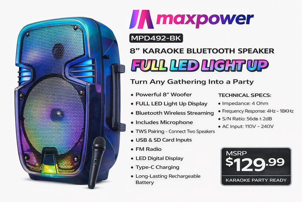 MPD492-BK Maxpower Lightshow BT Speaker-Black