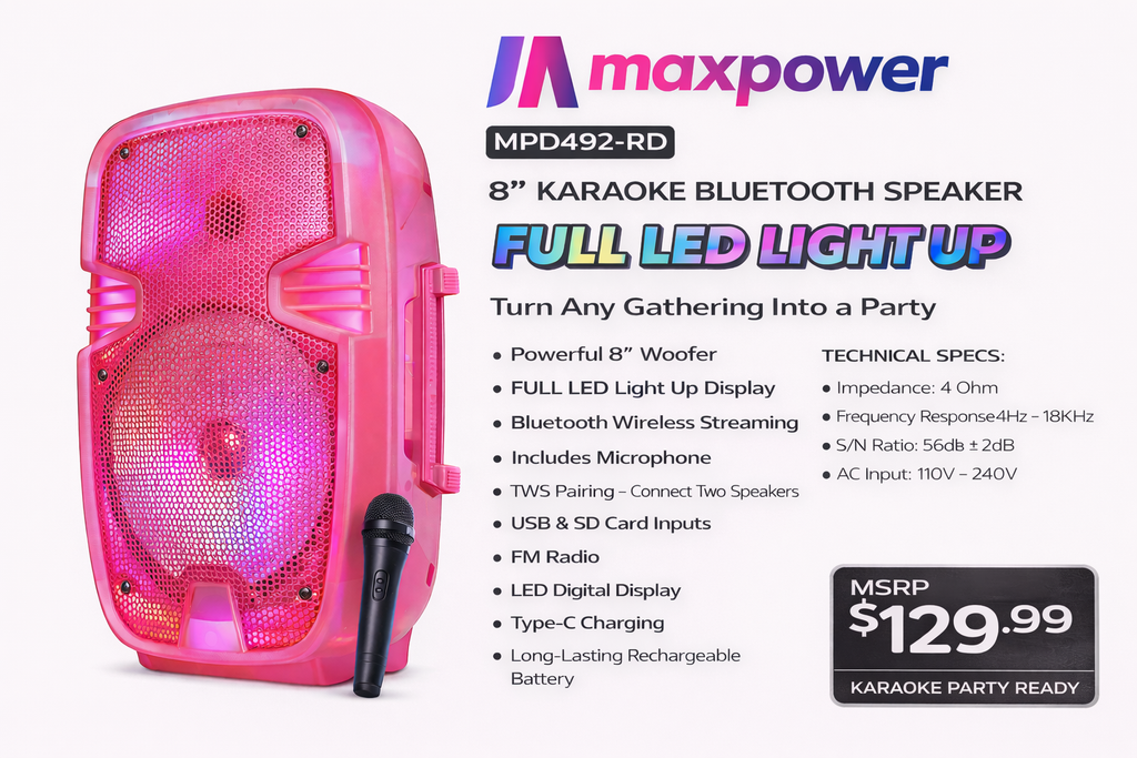MPD492-RD Maxpower Lightshow BT Speaker-Red