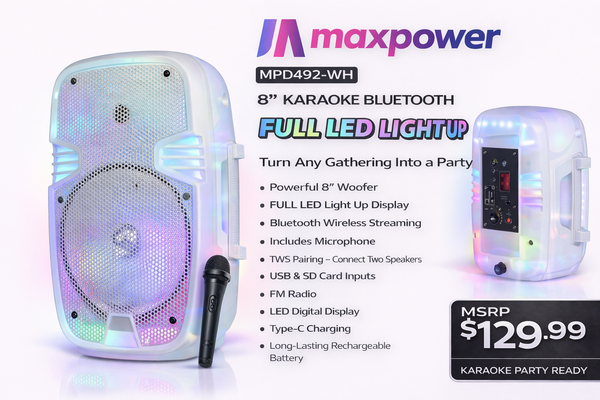 MPD492-W Maxpower Lightshow BT Speaker-White