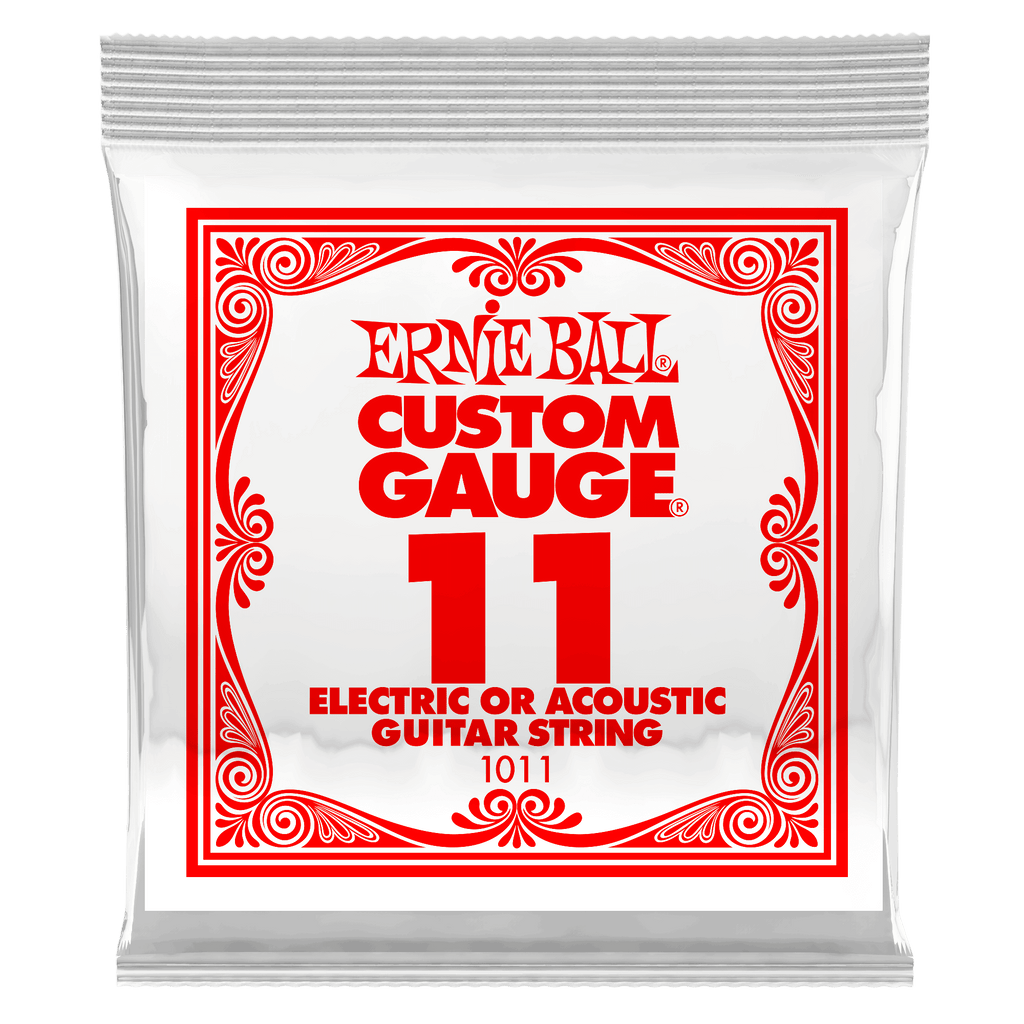 P01011 Ernie Ball Custom Gauge 11 Plain Steel .011 Elect or Acoust Guitar String 6-Pack