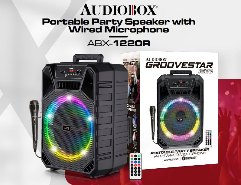 ABX-1220R Audiobox Portable 12 Party Speaker W Mic