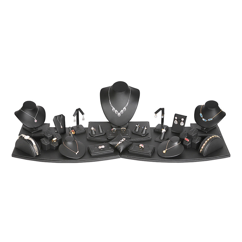 SET81-BK Showcase Display Set 26 pc Black Leather