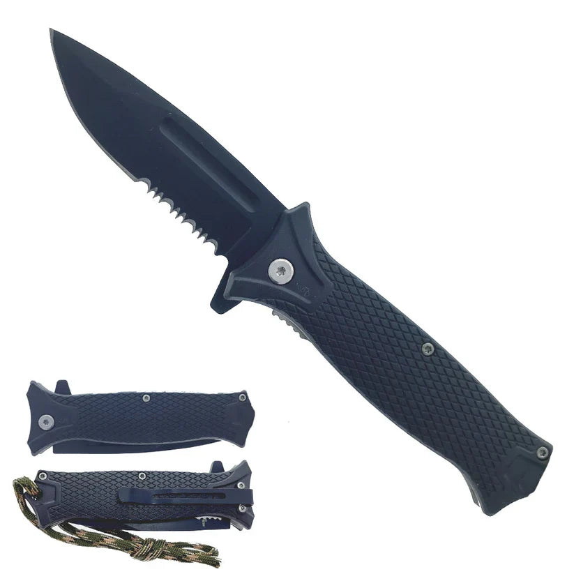 KS5568BK Folding Knife w Belt Clip Black