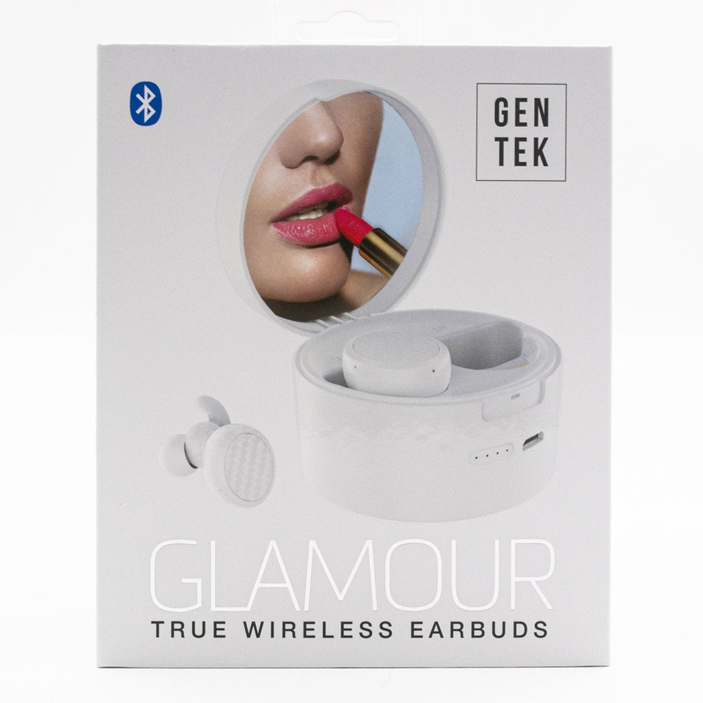 GT-14272 GenTek Glamour TWS True Wireless Earbuds with Mirror Base - White
