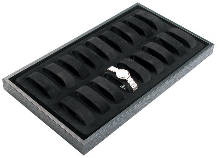 M&M 217-P Watch Tray with 18 Velvet Collars - Black