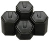 M&M 201L-BK Set Of 4 Hex Faux Leather Ring Stands - Black
