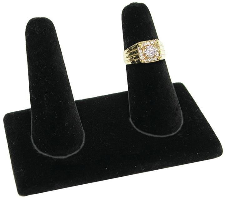 M&M 245-2 Velvet 2-Finger Ring Stand - Black