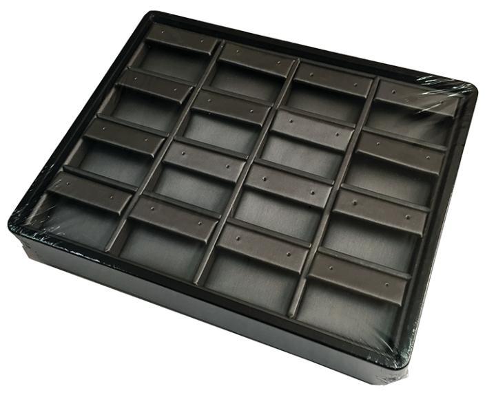 M&M ET916-87R Stackable 16 Pair Earring Tray - Black & Steel Grey