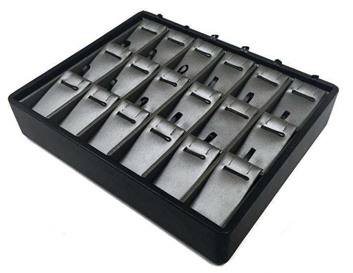 M&M PT918-87R Stackable 18 Pendant Tray Black & Steel Grey