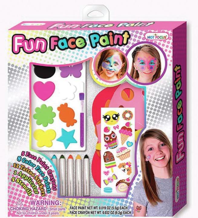 Hot Focus HF-063  Fun Face Paint Set Brush Sticker Stencil