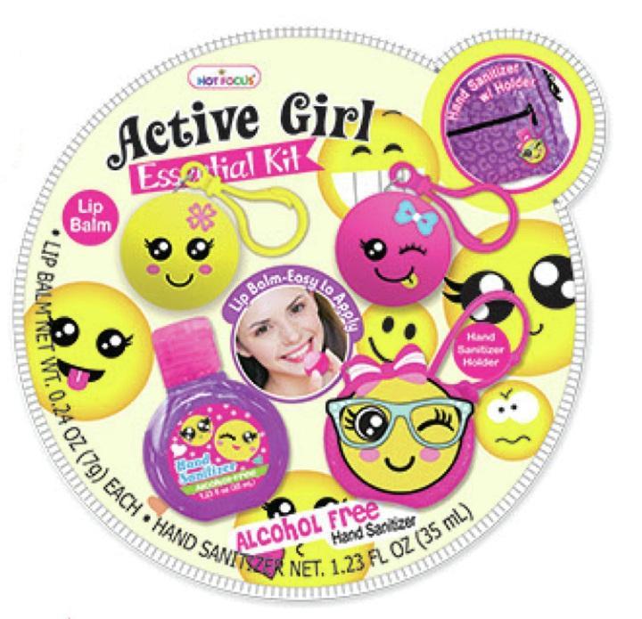 Hot Focus HF-082CBLEM  Active Girl Essential Kit Emoji Lip Balm