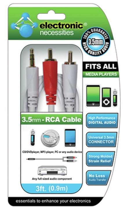 Xtreme XT-XAC90102WHT 3.5mm Audio Interconnect Cable 6ft