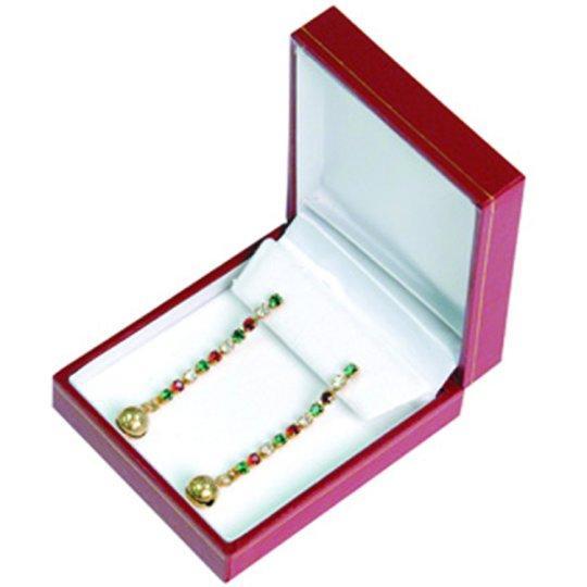 M&M LRED6 Faux Leather Earring Box - Red