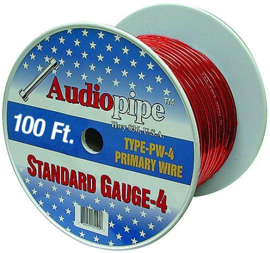 Audiopipe 100' 4 Gauge Red Power Wire