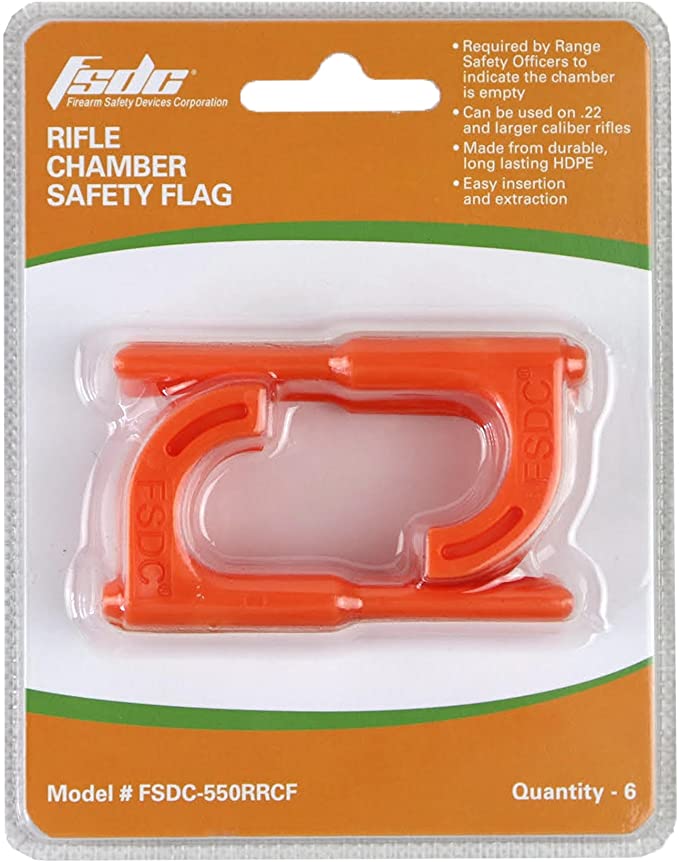 Rifle Chamber Safety Flag - Orange - 6 Piece Clamshell Resale Pack
