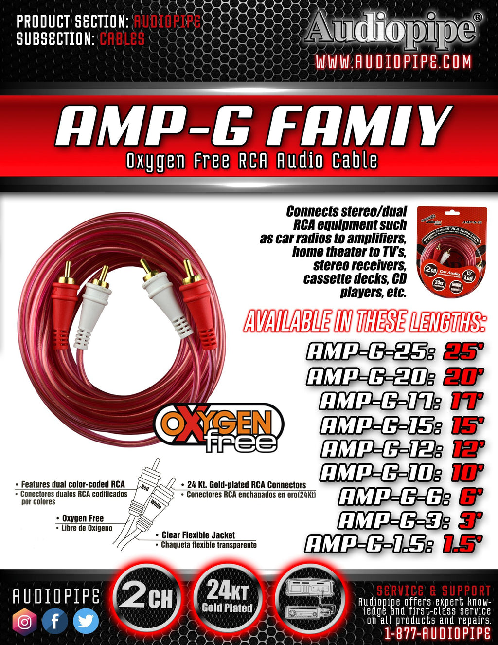 AMPG1.5 Apipe Clear 1.5 Ft OFC RCA