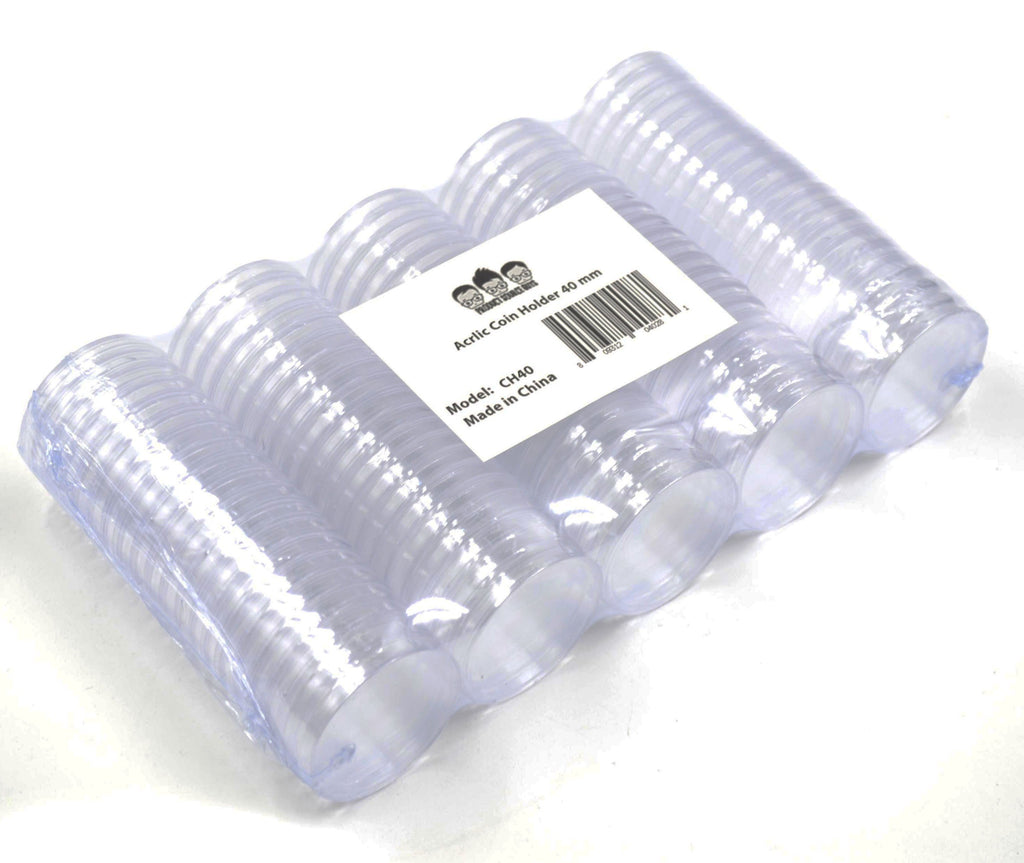 CH40 Acrylic Coin Holder Capsule 100 Pack