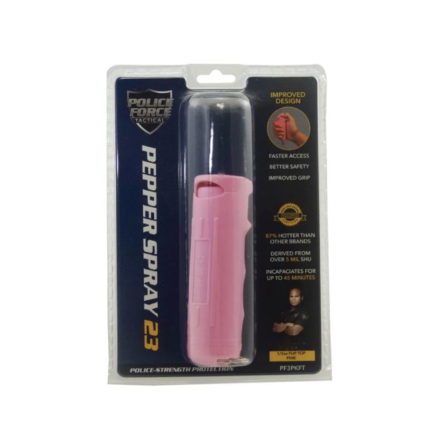 PF3PKFT Police Force Pepper Spray 0.5 oz Flip Top - Pink