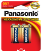 6AM6BP2 Panasonic Alkaline Plus Power 9V Battery 2-Pack
