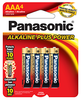 AM4BP4 Panasonic Alkaline 4 Pack AAA Batteries