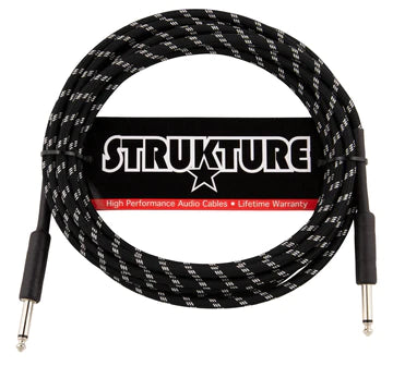 SC186BS Strukture 18.5 Foot Instrument Cable - Vintage Woven Black and Silver Jacket