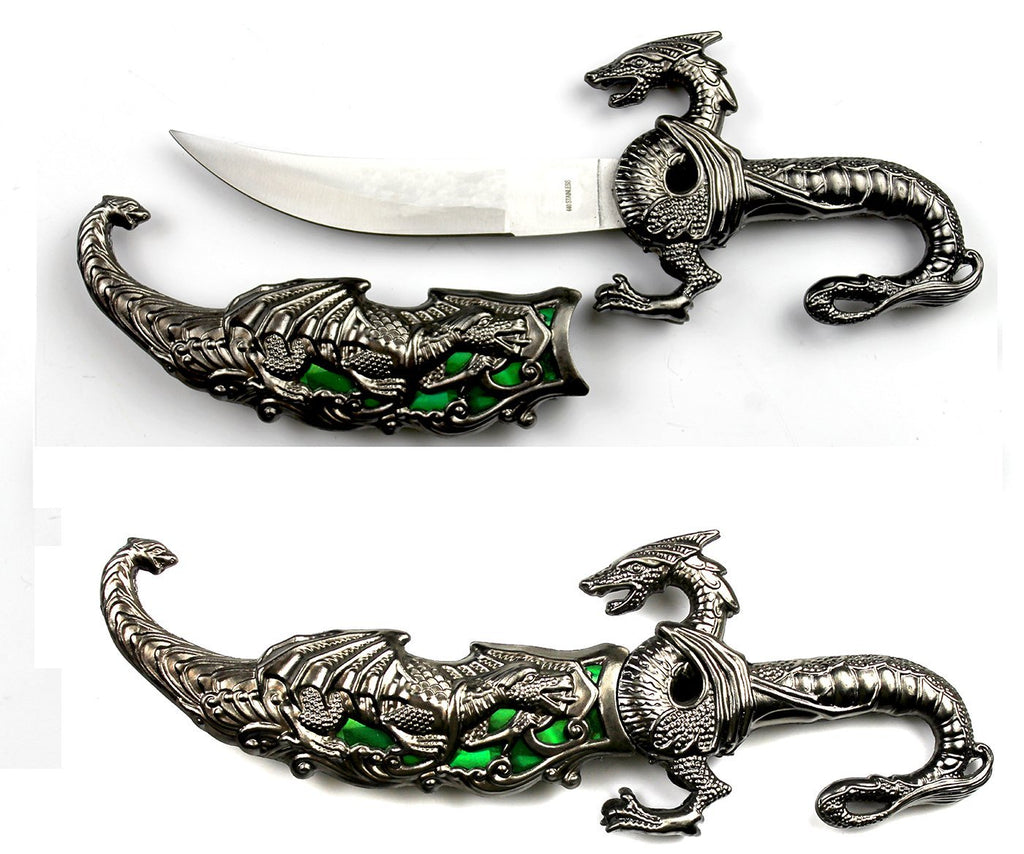 SG-KM856GN1 5in Blade Fantasy Dragon Dagger Green