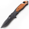 SG-KS30257BK 3.5 inch Spring Assist Knife Black Blade - Wood Handle