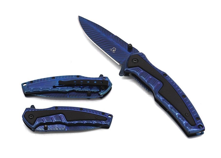 SG-KS3303BL 3 3/4 in Damasucs Blade Folding Blue