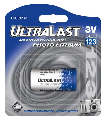 UL1231 Ultralast  CR123A  3 volt 1 Pack Non-rechargeable Blister Card